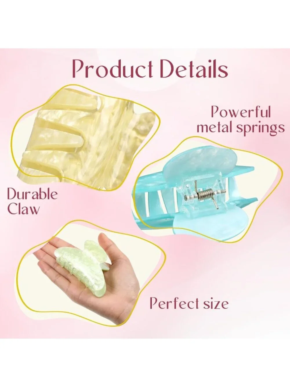 12 Large Candy Color Hair Claw Clips - Cute Acrylic Nonslip Barrettes for All